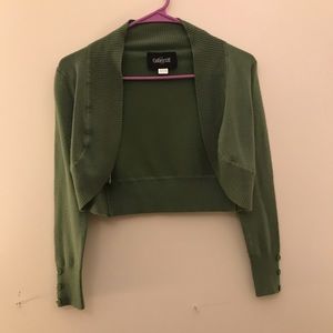 Collectif Green Bolero Cropped Cardigan
